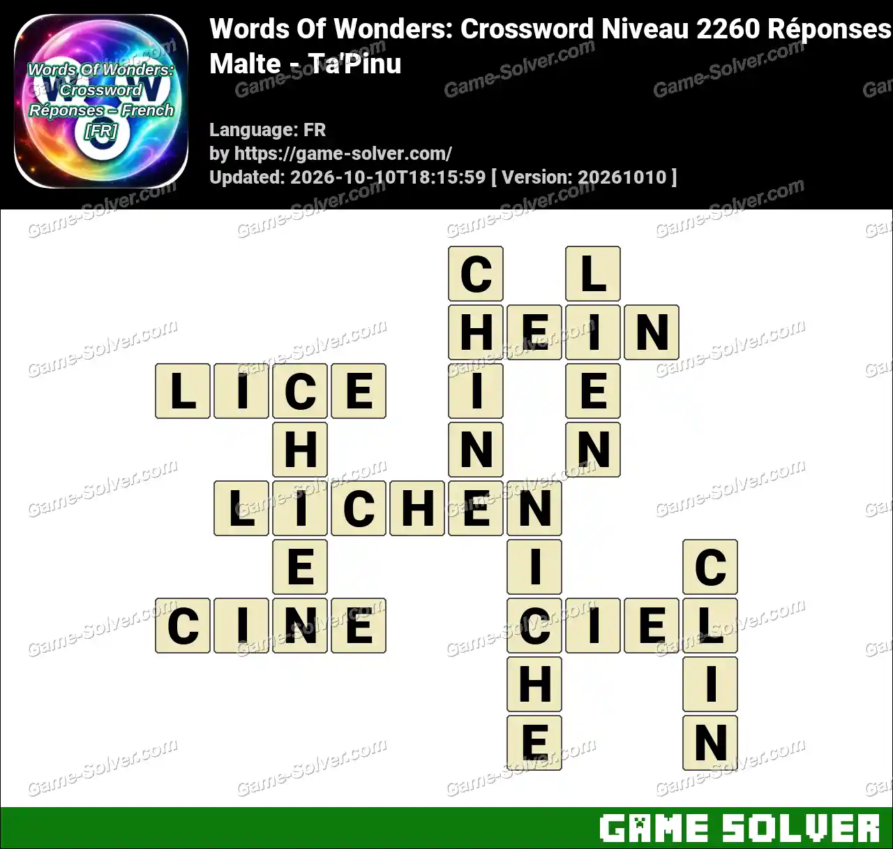 Words Of Wonders: Crossword Niveau 2260 Réponses – Malte – Ta’Pinu